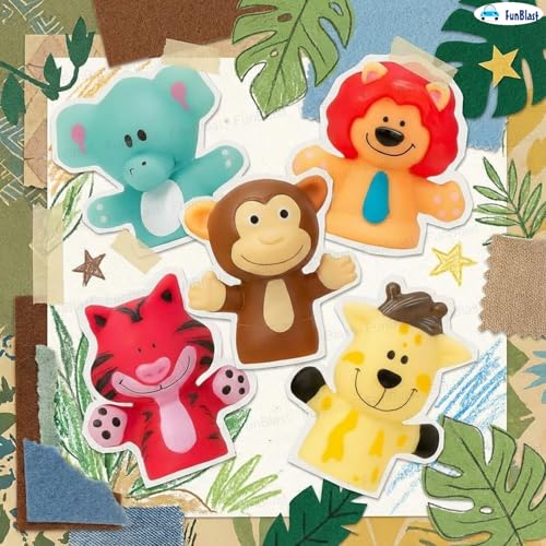 Image of FunBlast Finger Puppets Toys for Kids - Pack of 5 Rubber Animal Puppets Toys for Toddlers, Washable Finger Puppets for Toddlers, Colorful Storytelling Puppet Toy Kids - Random Design (Forest Animal)