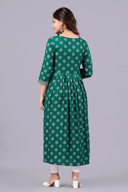 Image of NEW4U Women's Sequin Zari Embroidery Printed Naira Cut Kurti