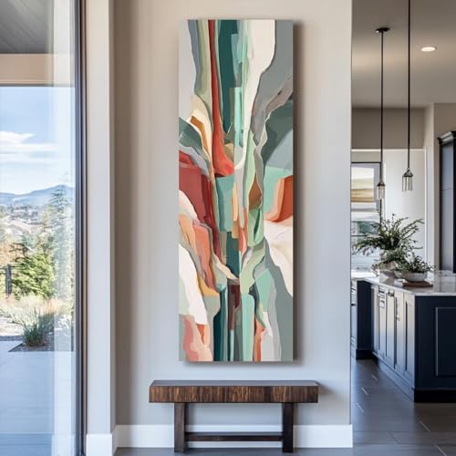 Œuvre murale longue et étroite en toile abstraite pour maison chic