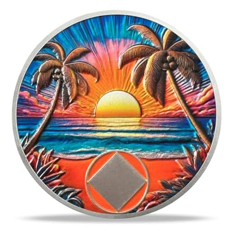 Beach NA Sobriety Coin - AA Chips and Medallions for Narcotics Anonymousa | Sobriety Chips Addiction Recovery Gifts for Celebrating Recovery Anniversary Milestones | Sobriety Gifts for Women &Men Cover