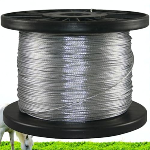 Llampec Hilo Pastor Eléctrico, 400 m, Ø 0,15 mm, 7 Conductores, Acero Inoxidable, Alta Conductividad, Resistencia 55 kg, Bobina para Cercas Eléctricas, Fabricado en España