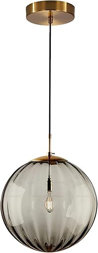 KCO Lighting - Lámpara colgante moderna de globo grande, lámpara colgante de cristal gris humo de mediados de siglo, luces colgantes vintage,
