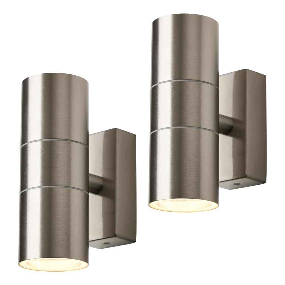 LITECRAFT Kenn Up & Down IP65 Rated Outdoor Wall Light - (Stainless Steel, Pack of 2) โ image 1