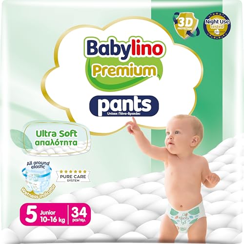 Babylino Premium Pants, Pañal Braguita Talla 5 con filtro Ultra Soft, Junior (10-16 kg), 34 unidades