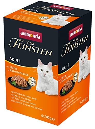 animonda vom Feinsten Katzenfutter nass mit Huhn in Karottensauce (6 x 100g), getreidefreies Katzenfutter nass ohne Zucker, mit frischen, fleischigen Zutaten