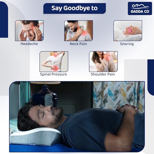Image of GADDA CO Memory Foam Cervical Pillow for Neck & Shoulder Pain Relief, Orthopedic Contour Neck Support Pillow for Sleeping, Ergonomic Neck Support, Jacquard Cover -19 x 11 x 3.5 Inch | 2 Years Warranty