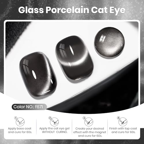Image of Beetles Black Cat Eye Gel Polish, 15ML Black Glass Cat Eye Glitter Gel Polish with Magnet Shimmer Translucent Sheer Color Soak Off UV Midnight Sands Series French Nail Art Dsign Gift for Women