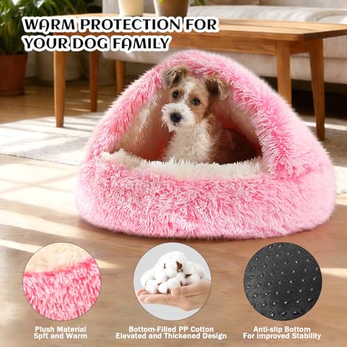 Image of NOYAL Hooded Donut Bed, Calming Cave for Cats & Small Dogs