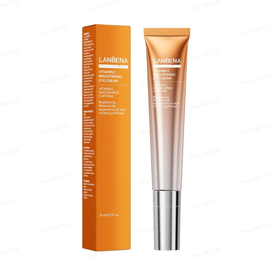 LANBENA Vitamin C Brightening Eye Cream 15ml – Reduces Dark Circles, Puffiness & Fine Lines, Brightening & Anti-Aging Under Eye Treatment, 0.5 Oz