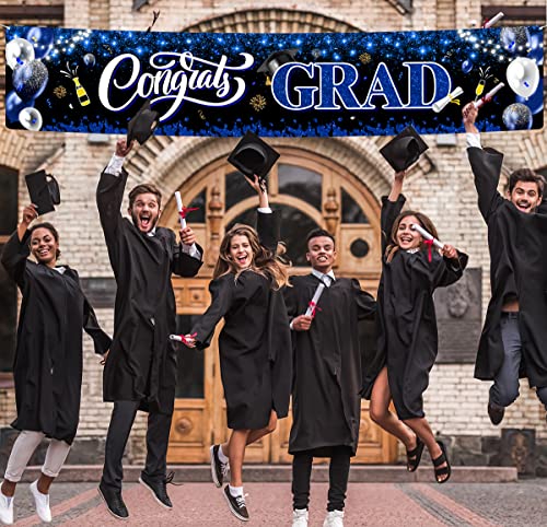 Image of 2026 Graduation Decorations-Congrats Grad Yard Sign Banner Decoration for Class of 2026 Graduation Party Supplies(Blue and Black)