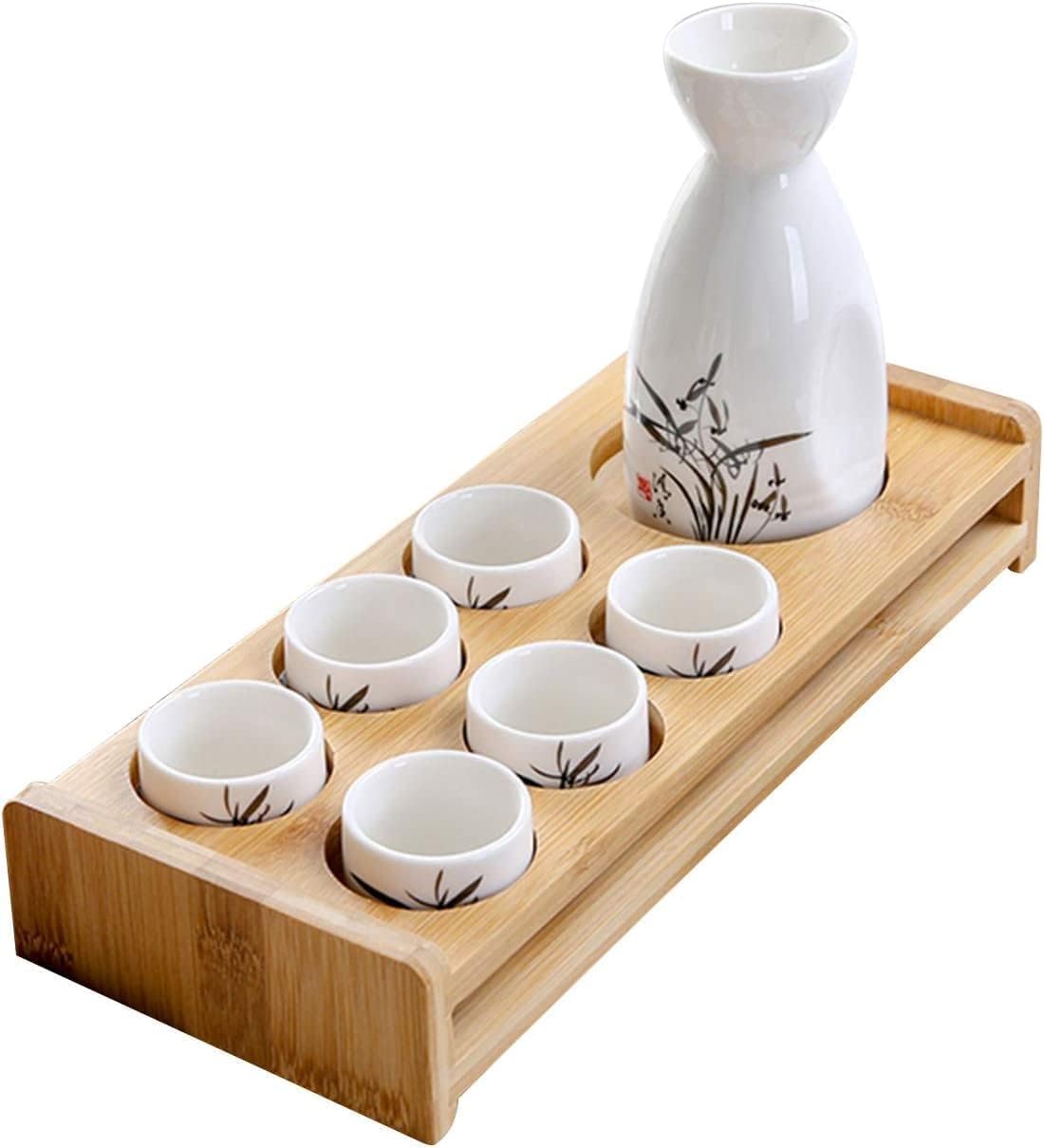 Service à saké en céramique RWRAPS haut de gamme avec rangements et design végétal