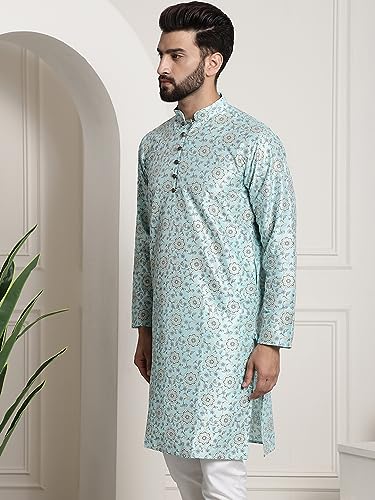 Image of SOJANYA Men's Silk Blend Kurta with Paisley Design