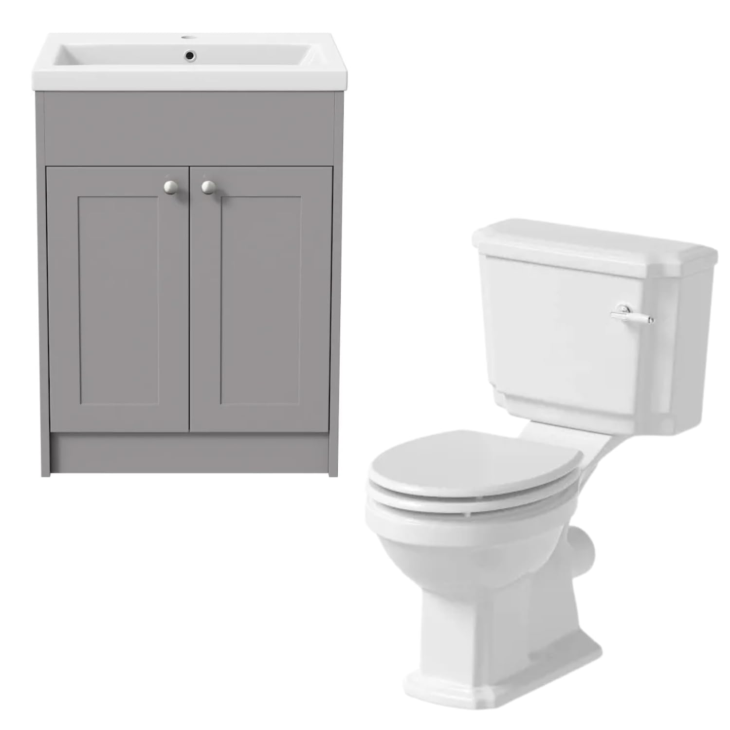 Park Lane Grey Park Lane® Cloakroom Bathroom Suite Close Coupled Single Flush Toilet Wc Cistern Basin Vanity Unit Freestanding Traditional White Gloss