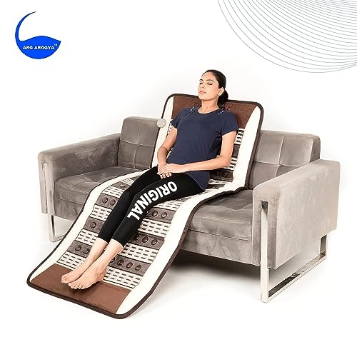 Image of AROGYA 64 Ceratonic Stone Heating Mat For Back Pain Relief & Muscle Relaxation Far Infrared Heating Mattress Promote Metabolism Improve Circulation EMS Full Body Massage For Home, Office, Clinic