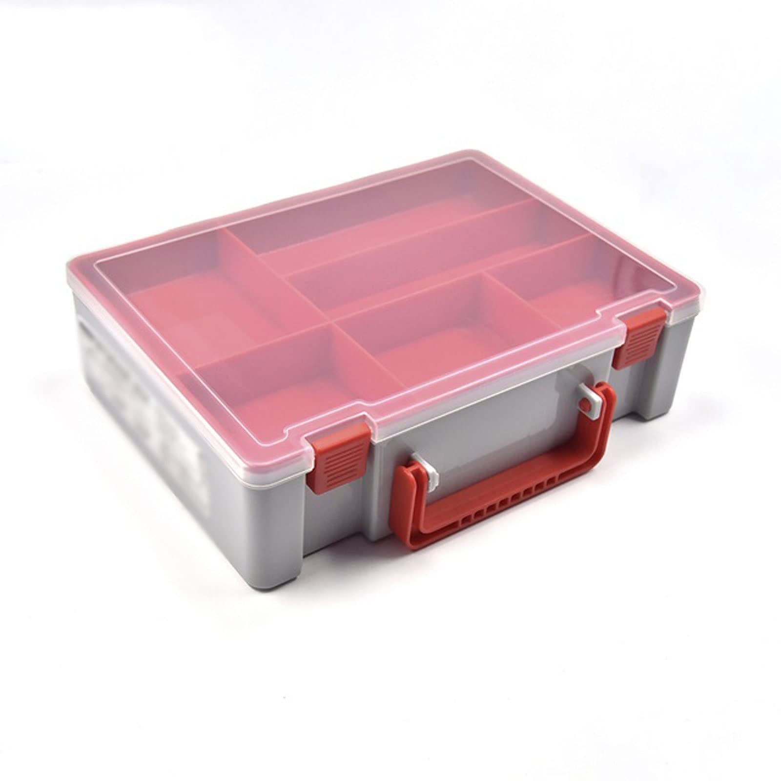Scatola organizer per attrezzatura da pesca, con doppio lato, portatile, per esche e accessori per la pesca alla carpa, resistente e leggera (rosso)