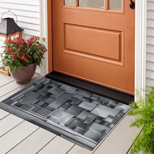 Tapis illusion visuelle 3D paillasson géométrique industriel 90x150 - 4