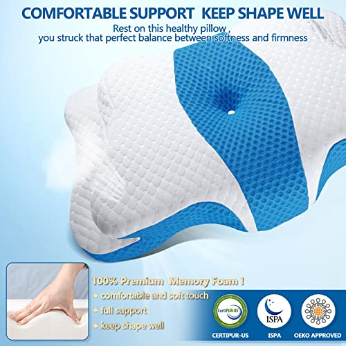 Memory Foam Pillows, Cervical Pillow for Neck and Shoulder Pain Relief, Ergonomic Contour Bed Pillow, Soft for Side Sleep Stomach Sleeping and Back Sleeper