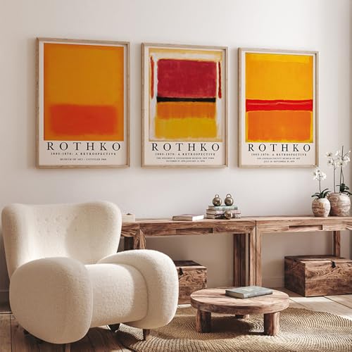 BeiYiHo Cuadro Arte Abstracto Laminas Decorativas Pared Matisse Mark Rothko Bauhaus Poster Naranja Mercado de Flores Lienzo Decoracion Salon Cuadros