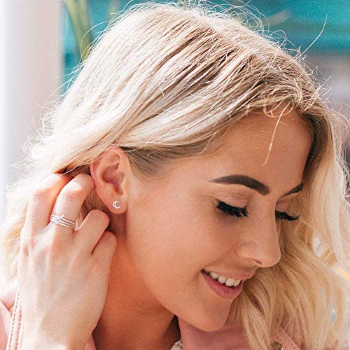 Rnivida 925 Sterling Silver Moon Stud Earrings, Hypoallergenic Dainty Earrings for Women2