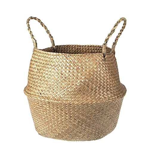 MOTHNUR Geflochtener Aufbewahrungskorb - 34x30x17 Cm Kunststoff Mit Henkel