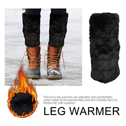 Image of BESPORTBLE Women Warmer Faux Rabbit Fur Leg Warm Cover Boot Shoe Warm Gaiter Cover for Ladies 30cm 1 Pair
