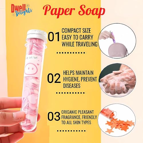 Image of Set of 4 Paper Soap | Disposable Mini Soap Paper | Scented Soap Bath Flakes | Portable Flower Tube Petals | Tube Shape Bottle Paper Soap For Travelling
