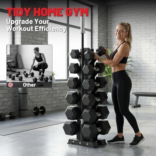 Image of A-Frame Dumbbell Stand, Dumbbell Barbell Storage & T Bar Row for Home Gym