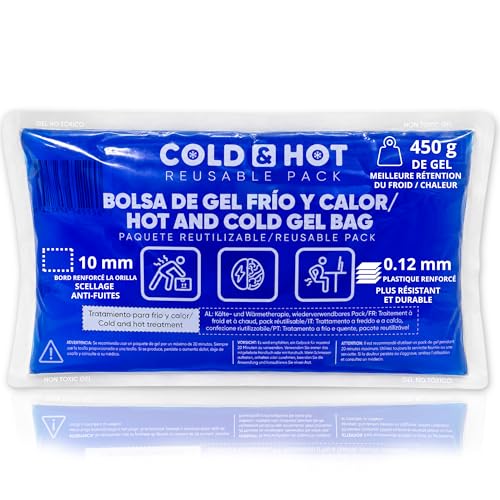SURGICALMED - Poche de Gel Chaud Froid réutilisable (26 x 15 cm) - Poche de Glace Multifonction - Idéale pour Thérapies, Douleurs Musculaires et Fièvre -...