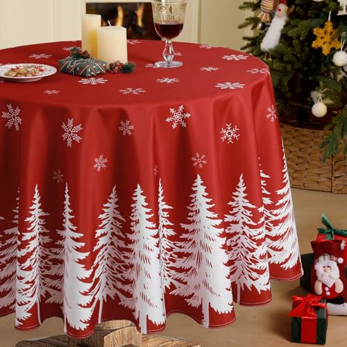 Softalker Rund Tischdecke Weihnachten rot 160 cm Weihnachts...