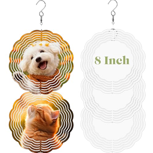 Superlong 5 Pack 8 Inch Sublimation Wind Spinner Blanks 3D Effect Aluminum
