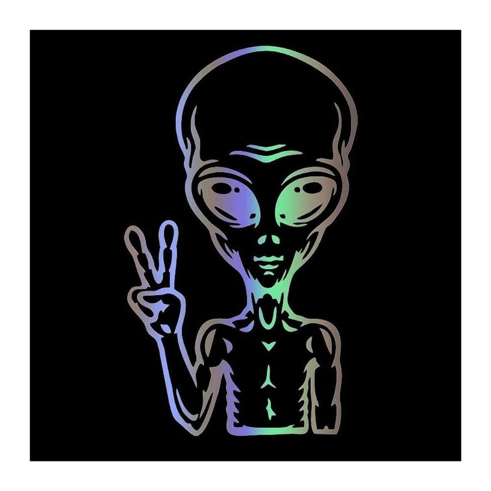 Car Stickers Vinyl Decal Alien Peace Sign(Laser)