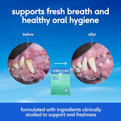 Image of Native Pet Clean Breath Dog Dental Care - Teeth Cleaning for Fresh Breath, Clean Teeth & Healthy Gums - Tartar and Plaque Remover - Dog Breath Freshener - 120 Scoops