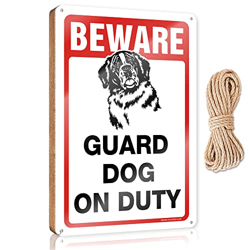 CakJuice トイレルールサイン バスルーム用注意してください!Guard Dog On Duty 木製サイン パーソナライズ フロントドアサイン ファームハウス ドア装飾(サイズ:15X28CM)