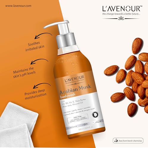 Image of L'avenour Arabian Musk Body Wash for Women & Men, For Long Lasting Fragrance, Deep Cleansing, Exfoliating, Soft & Glowing Skin, SLS & Paraben Free Unisex Shower Gel, All Skin Types - 300ml (Pack of 2)