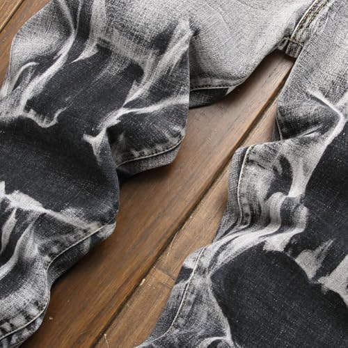 Mens Jeans Slim Fit Straight Leg Stretchy Trendy Light Wash Summer Skinny Jeans 5