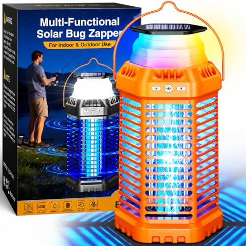 Image of Foldable Solar Bug Zapper, High-Efficiency Mosquito & Fly Zapper, 6000mAh Rechargeable Battery, Solar & USB Charging, 2-in-1 Camping Light for Indoor & Outdoor Use