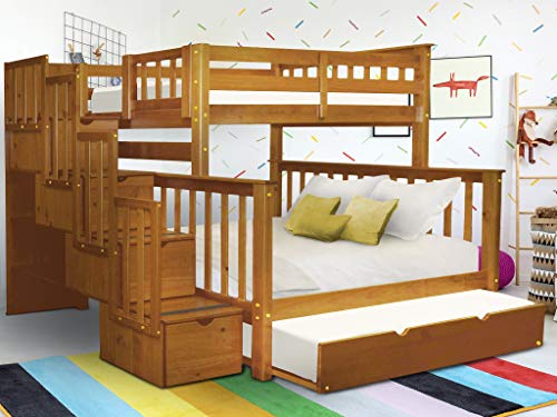 Bedz King Stairway Bunk Beds Twin over Full with 4 Drawers in the