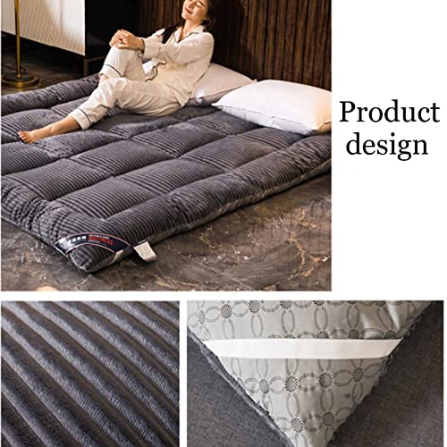 Traditionele Japanse Futonmatras 4 Inch Dikke Vloer Tatami-slaapmat Opvouwbaar Opvouwbaar Campingbed Voor Studenten Slaapzaal Gastenbank (Kleur : Szary, Grootte : 180x200cm) - Afbeelding 3