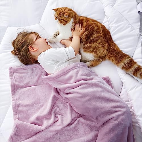 Image of Bedsure GentleSoft Bedding Fleece Blanket for Girls and Boys - Soft Cozy Cute Small Throw Blankets for Travel, 43x55 Inches, Lilac