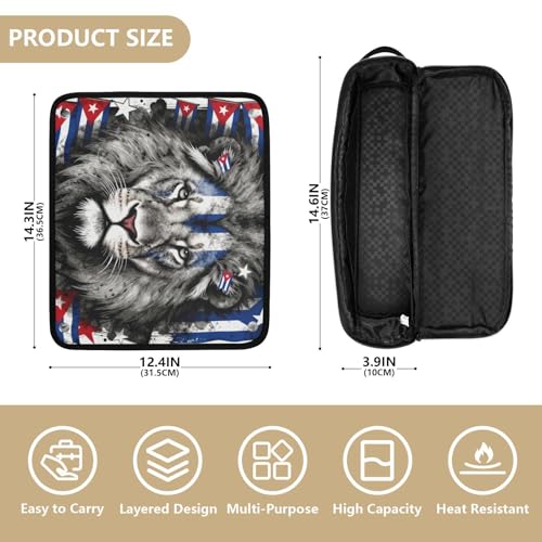 Organizador de herramientas para cabello 2 en 1 y tapete resistente al calor impermeable para planchas y rizadores, organizador de viaje portátil Lion miniatura 4