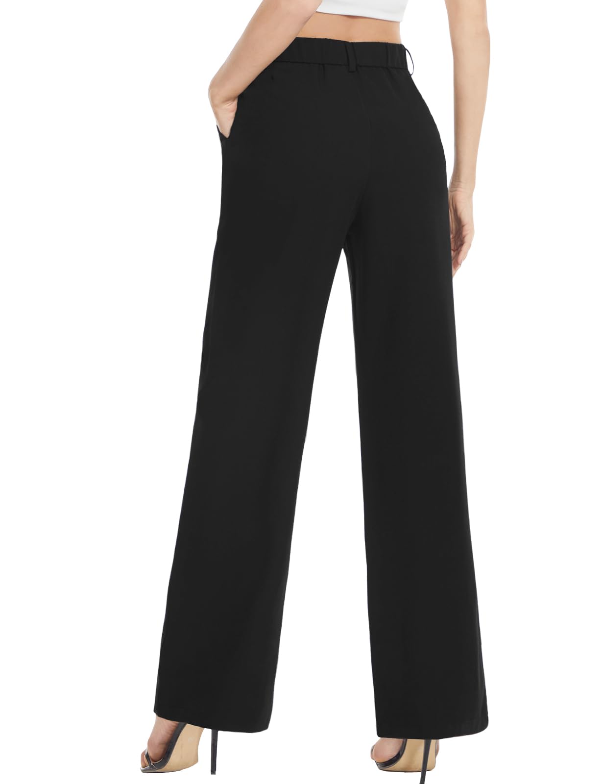 Tapata Pantalon Femme Jambe Large Longue avec Poches Coupe Ample Vintage Baggy Loisirs Fermeture Éclair Boutonnée