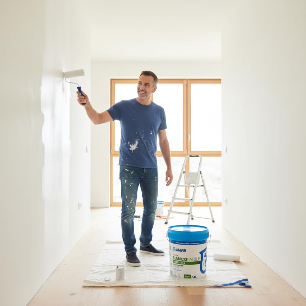 MAPEI Dursilite Bianco Facile Idropittura Traspirante per Interni, 14 Litri, Bianco, Finitura Opaca, Classe A+