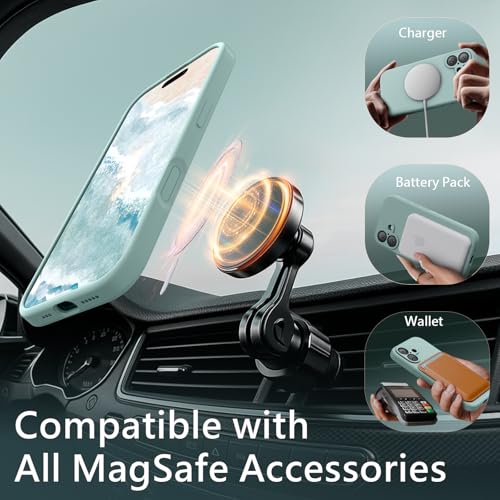 Image of FireNova Magnetic for iPhone 17 Case, Compatible with MagSafe, [Integrated Silicone Camera Control Button] [Camera Protection] Anti-Scratch Microfiber Lining Phone Case, 6.3 inch, Mint Green