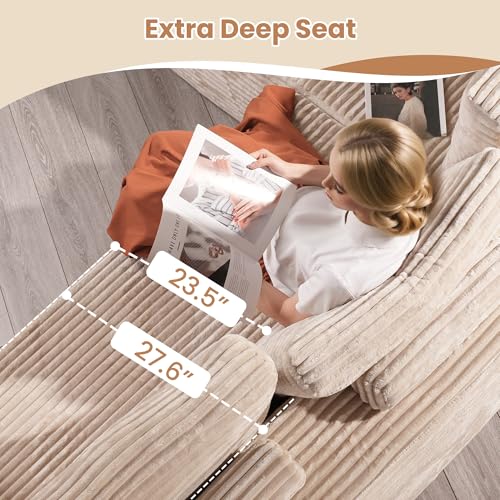 Image of HOOOWOOO Cloud Sectional Couches for Living Room,Modular Sectional Sofa No Assembly,165X110 Inch Plush Corduroy Large U Shaped Floor Couch Set with Extra Deep Seat Chaise Lounge(Beige)