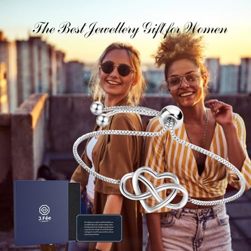 J.Fée Sterling Silver Bracelets for Women 925 Silver Bracelet Infinity Heart Bracelets for Women Infinity Adjustable Bracelet Heart Jewelry Womens Gifts for Birthday by J.Fée - Used condition - Image 6