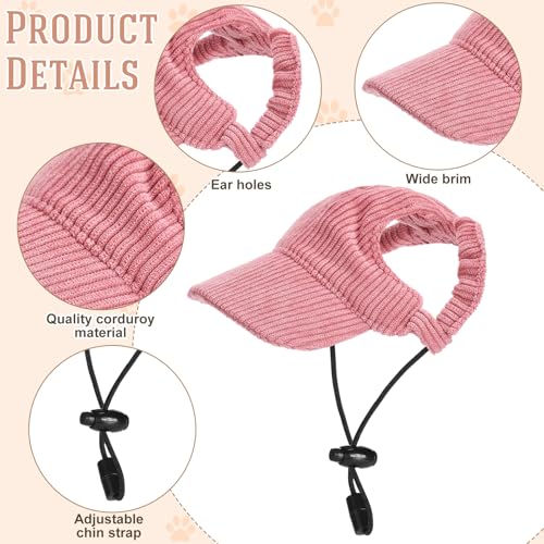 Jadive Hunde Sonnenhut mit Ohrlöchern Katze Hunde Sonnenbrille mit Rutschfestem Silikonband Verstellbarer Haustier Baseballmütze Sommer Sonnenschutz Hut für Welpen Foto-Requisiten(Rosa,Klein)