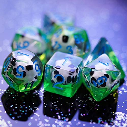 Image of Cusdie 7-Die DND Dice, Polyhedral Dice Set Filled with Animal, Animal Dice Set for Role Playing Game D&D Dice (Panda)