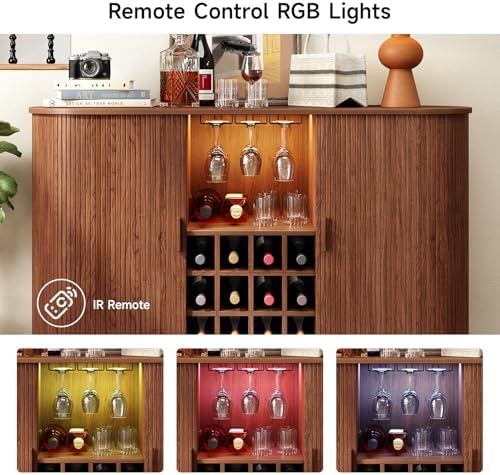 Mid-century Wine Bar Cabinet with LED Light 33 Product Image