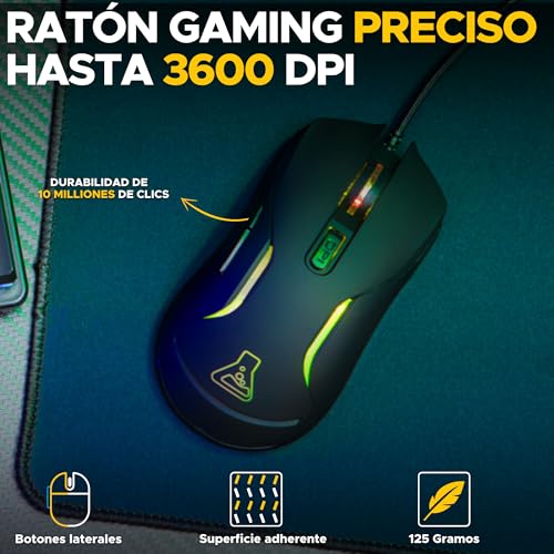 Miniatura 4 de The G-Lab Combo Sulfur - Pack Gaming 4 en 1 Teclado Ratón Cascos QWERTY ES | Teclado Gaming + Ratón 3600 DPI + Auriculares Gaming + Alfombrilla Antideslizante, Compatible PC/PS4/PS5/Xbox
