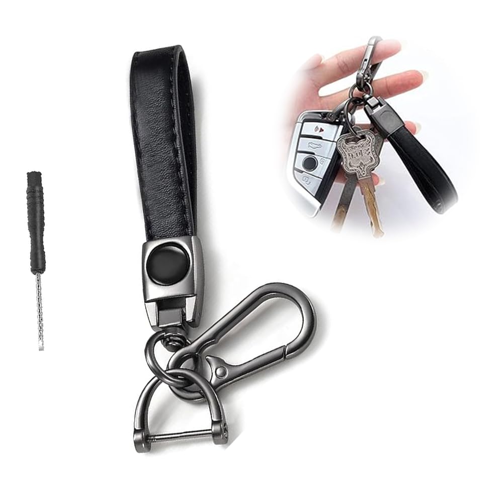 1 PCS Leather Car Keychain - Premium Keyring Compatible with